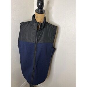 Peloton Vest Mens Blue Black Full Zip Fleece Jacket Sleeveless Pockets-Sz Large